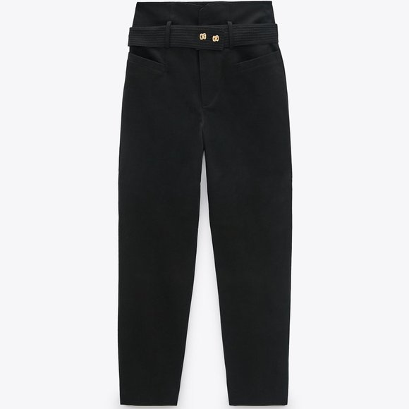 ZARA BUTTONED BELTED PANTS - Picture 2 of 7